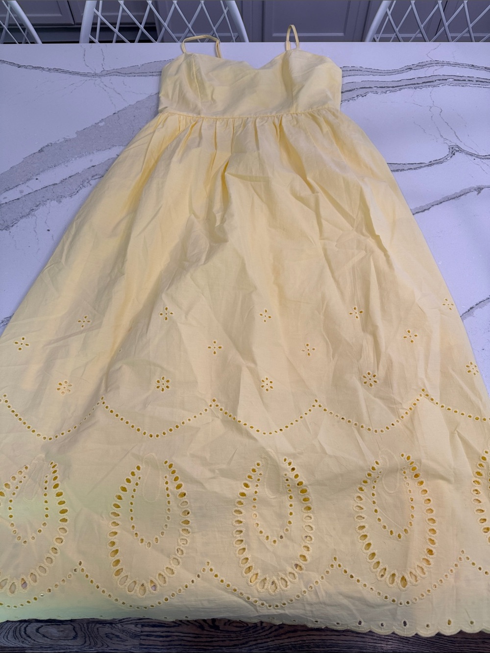 Calypso St. Barth Soft Yellow Midi Dress with Eyelet details. Size 10 - Picture 11 of 13